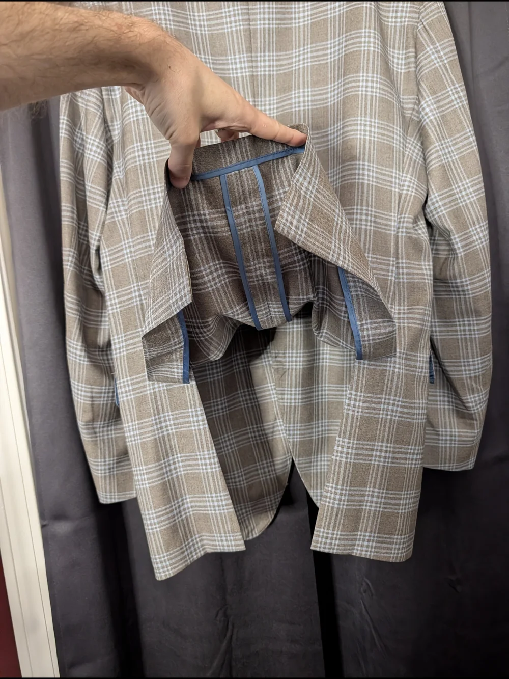 COPPLEY Tessilstrona Silk & Wool Gray/Blue Exploded Plaid Sport Coat 42L